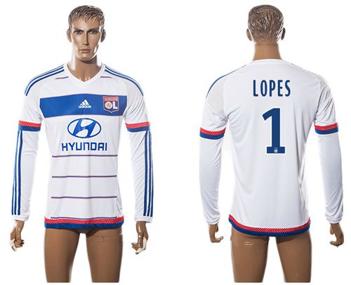 Lyon #1 Lopes Home Long Sleeves Soccer Club Jersey - Click Image to Close